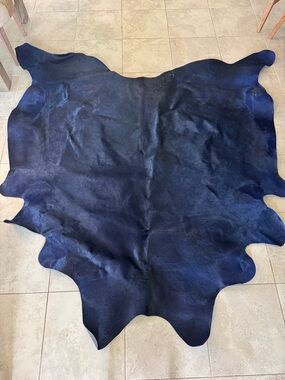 Navy Blue Cowhide Rug - Large Dyed Leather Hide
